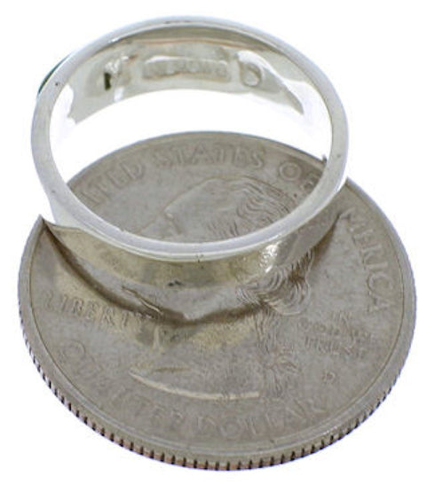 Genuine Sterling Silver Turquoise Inlay Ring Size 7-3/4 UX36906